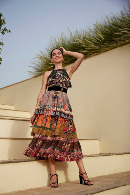 MEADOW HALTER MAXI DRESS