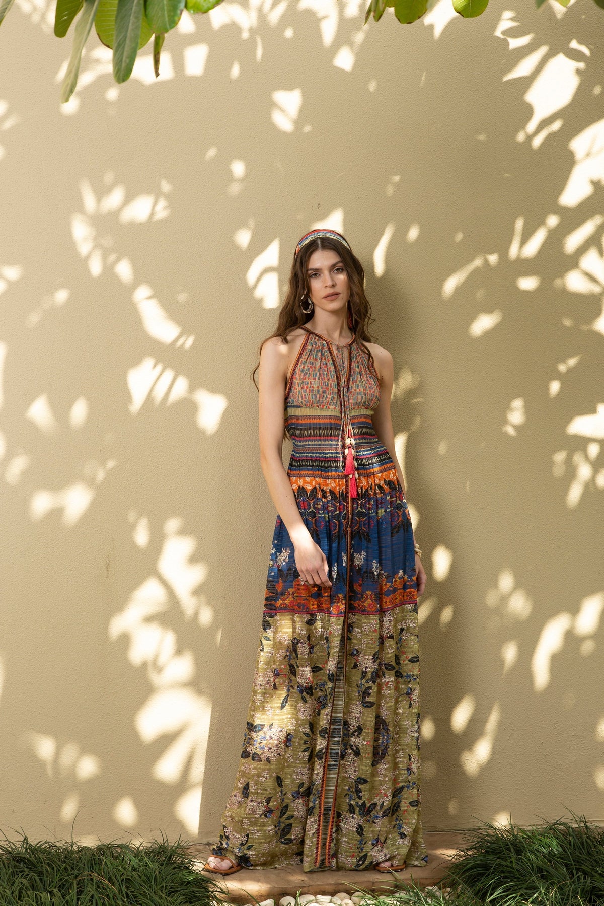 PARADISE FOREST MAXI SLIT DRESS